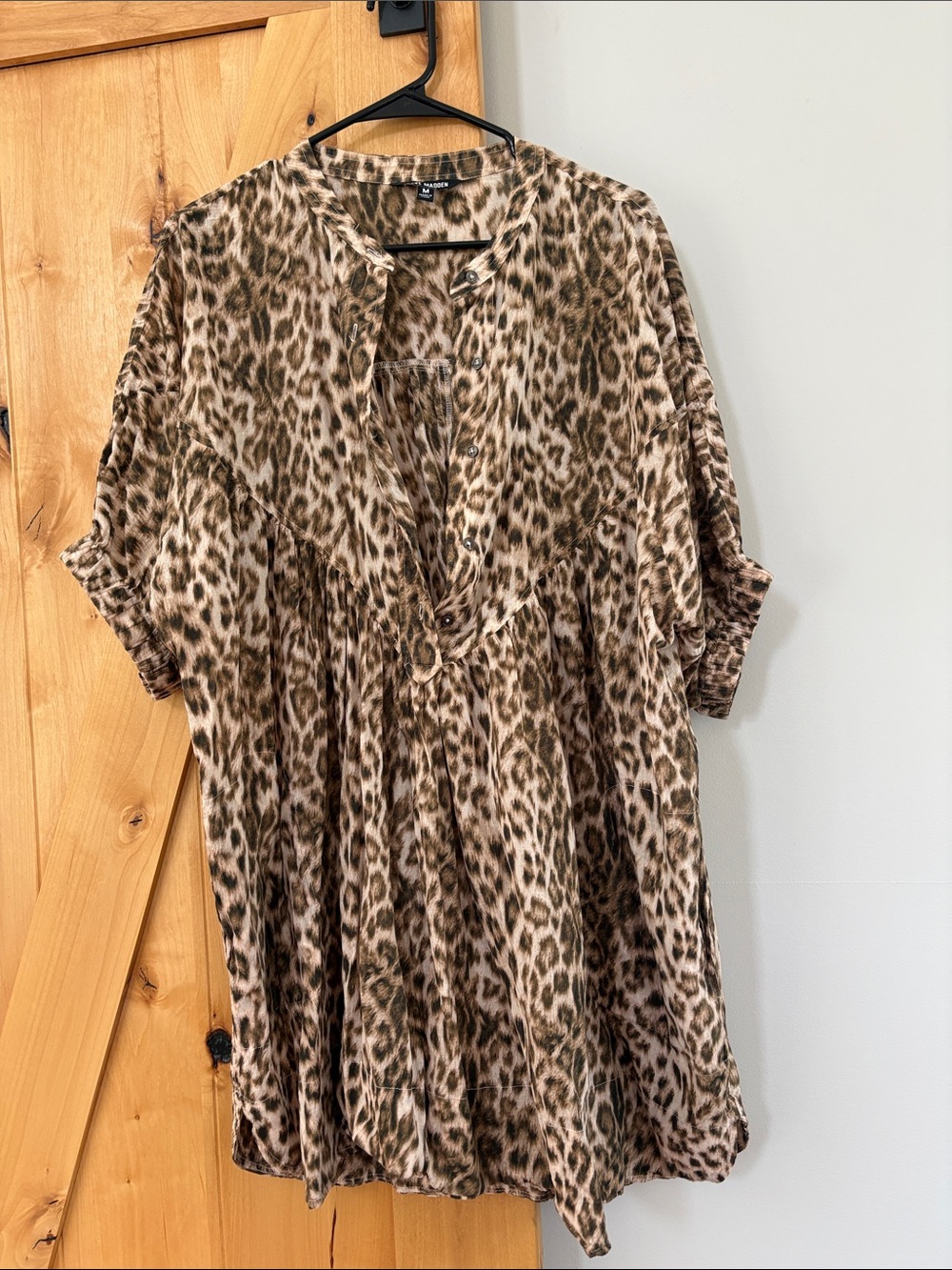 Steve Madden Leopard Print Tunic Top in Brown and Cream